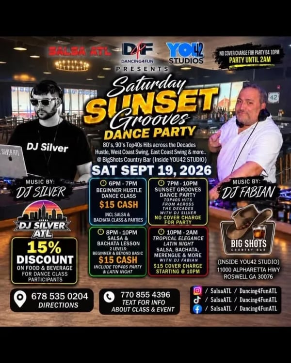 Saturday Sunset Grooves Dance Party - Poster del evento