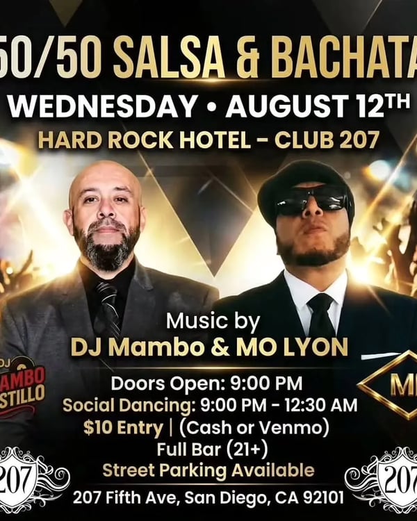 50/50 SALSA & BACHATA - Poster del evento