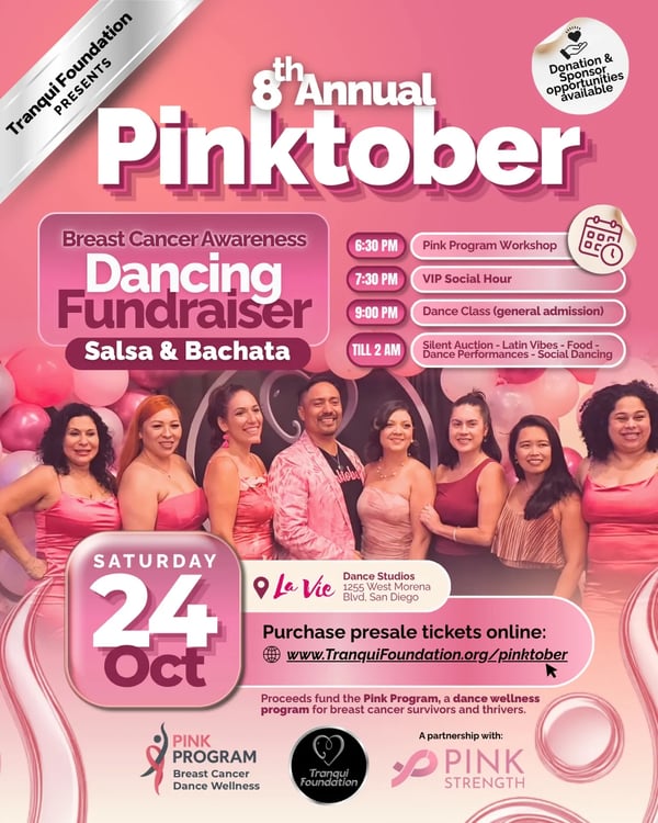 8th Annual Pinktober Salsa & Bachata Dancing Fundraiser - Poster del evento