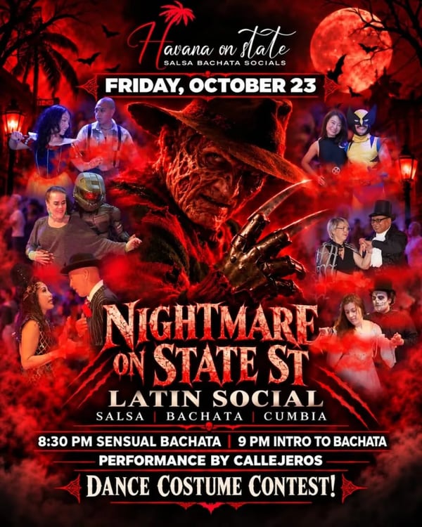 Nightmare on State St Latin Social - Poster del evento
