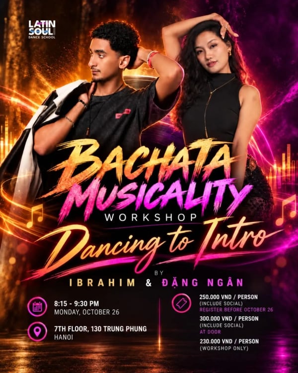 Bachata Musicality Workshop: Dancing to Intro - Poster del evento