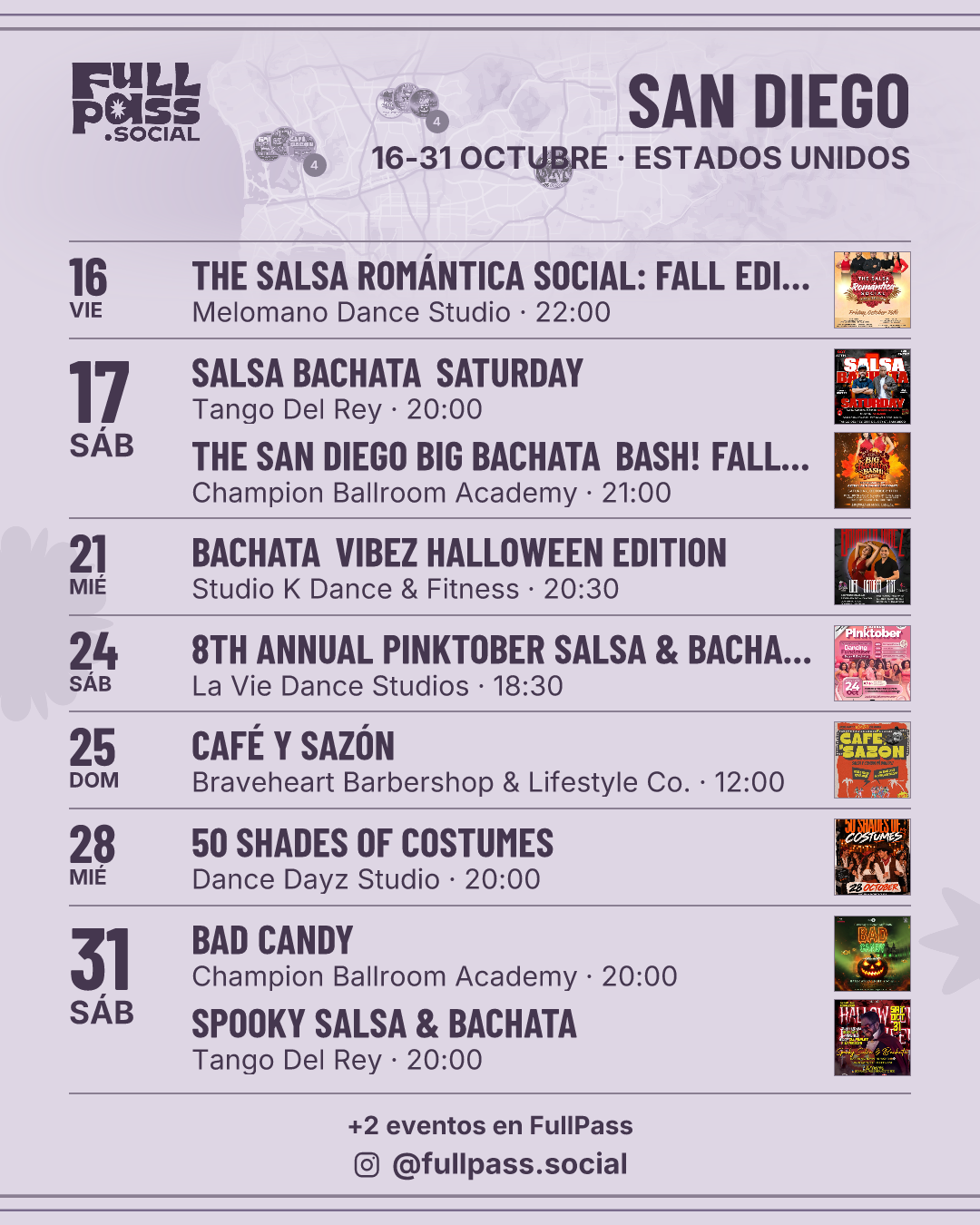 Eventos de salsa y bachata en San Diego
